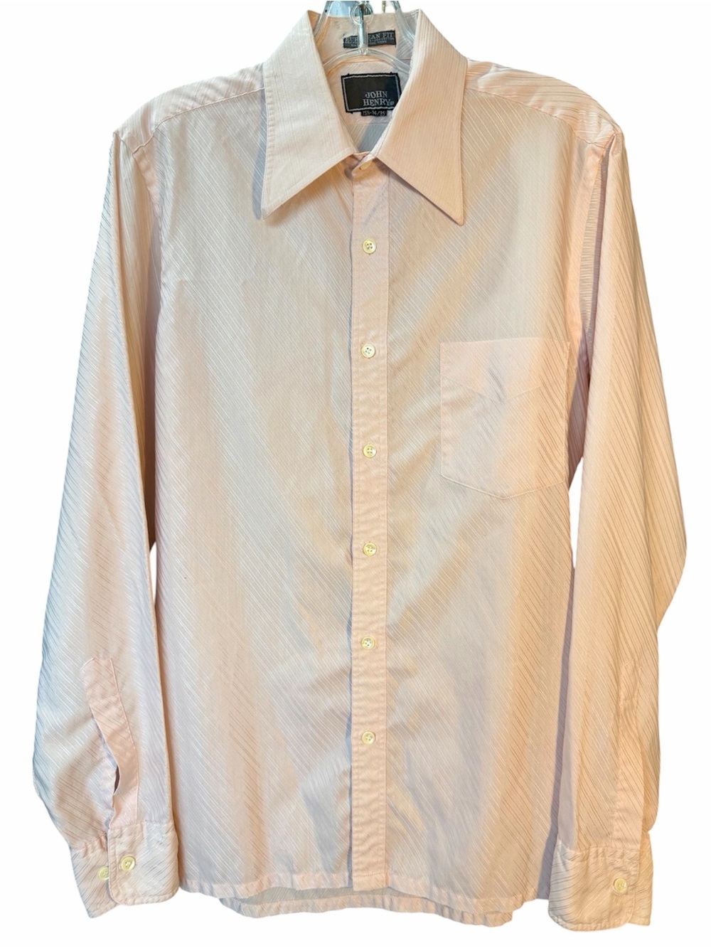 Vintage John Henry Men’s Button Up Shirt Pink Dagger Collar 15-1/2 34/35